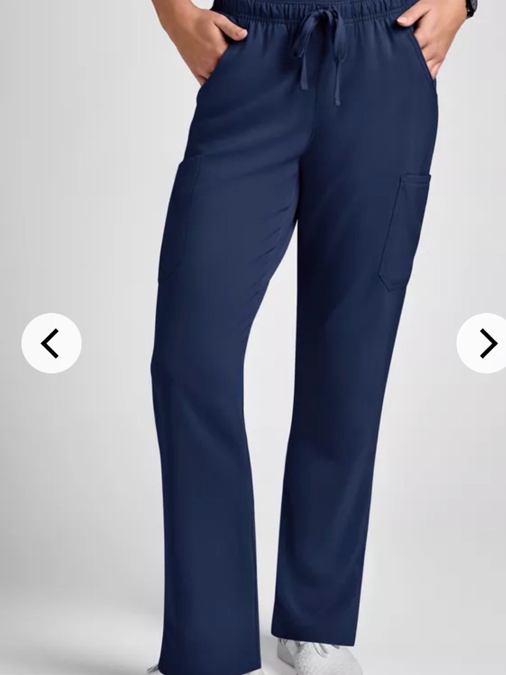 Navy Drawstring Straight-Leg Scrub Pants